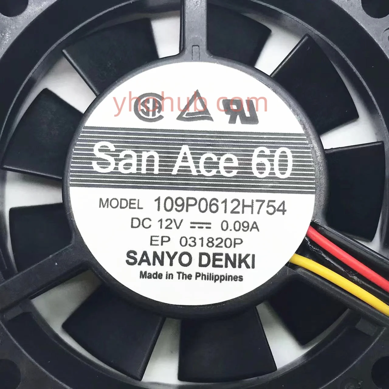 fios da c.c. 12v 0.09a 60x60x15mm de sanyo denki 109p0612h754