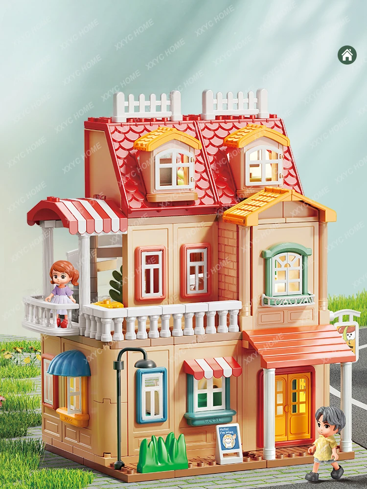 

Large Particle Castle Building Blocks Villa House with Light Toys Birthday Gift for Boy