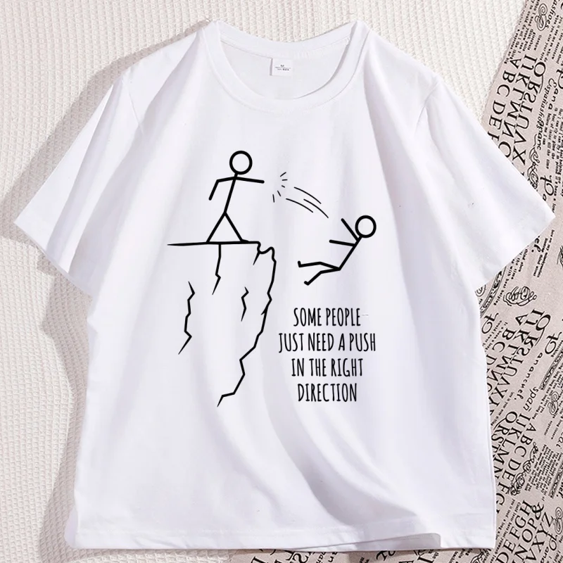 Humorous 'Push in The Right Direction' Sarcasm T-Shirt - Graphic Tee with Short Sleeves