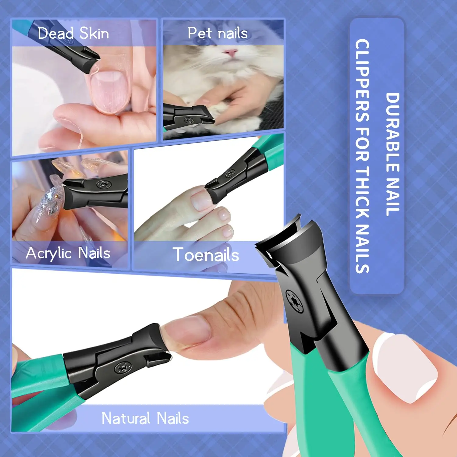 Nail Clippers for Men, Toe Nail Clippers for Thick Toenails Acrylic Nail  Clipper Set for Women, Seniors Nail Clippers for Thick Toenails Long Handle