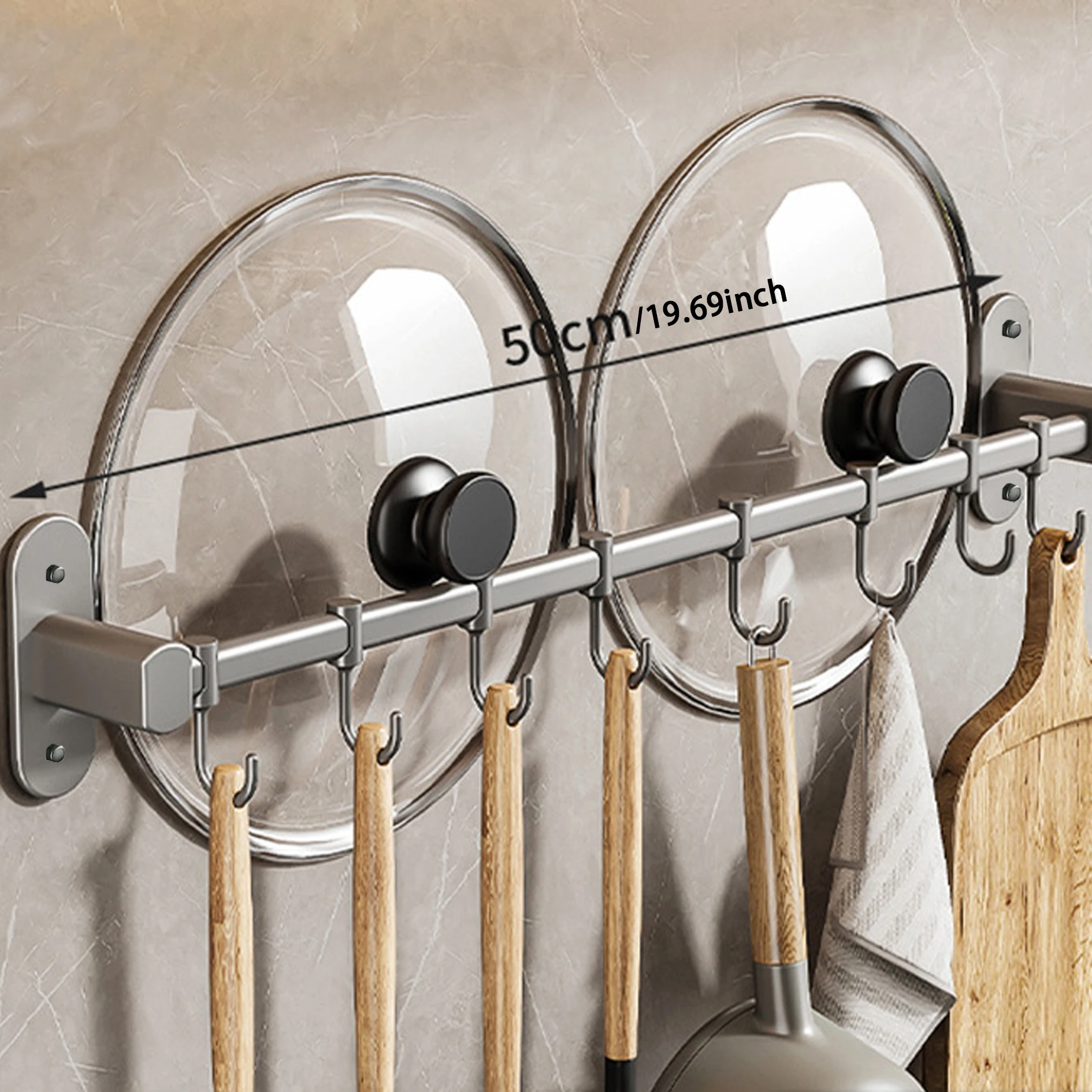 Kitchen Equipment Storage Rack Wall-Mounted Hook Rack Multi-Way Storage Kitchen Items