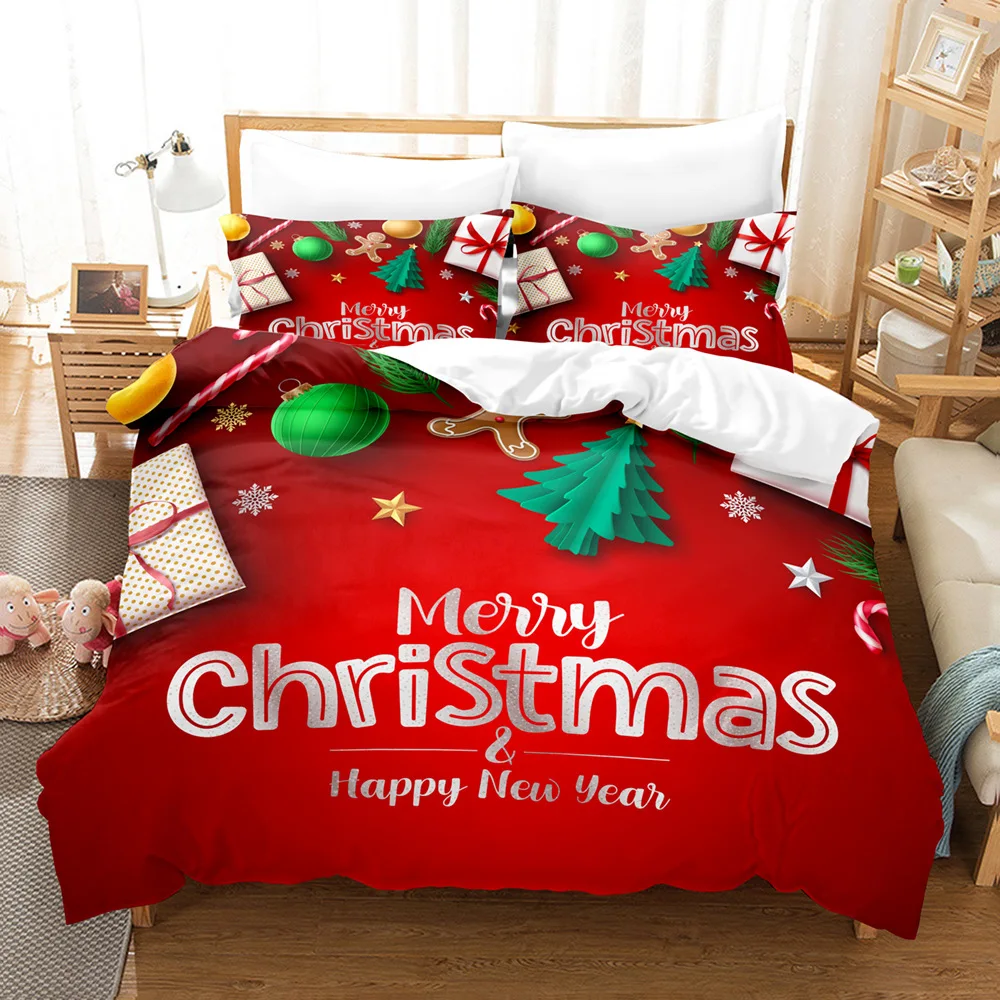 

Комплект постельного белья «Merry Christmas», Королева/Кинг, полный размер, украшение для спальни, «Санта-Клаус», пододеяльник, наволочка, 2/3 шт., постельное белье, домашний текстиль