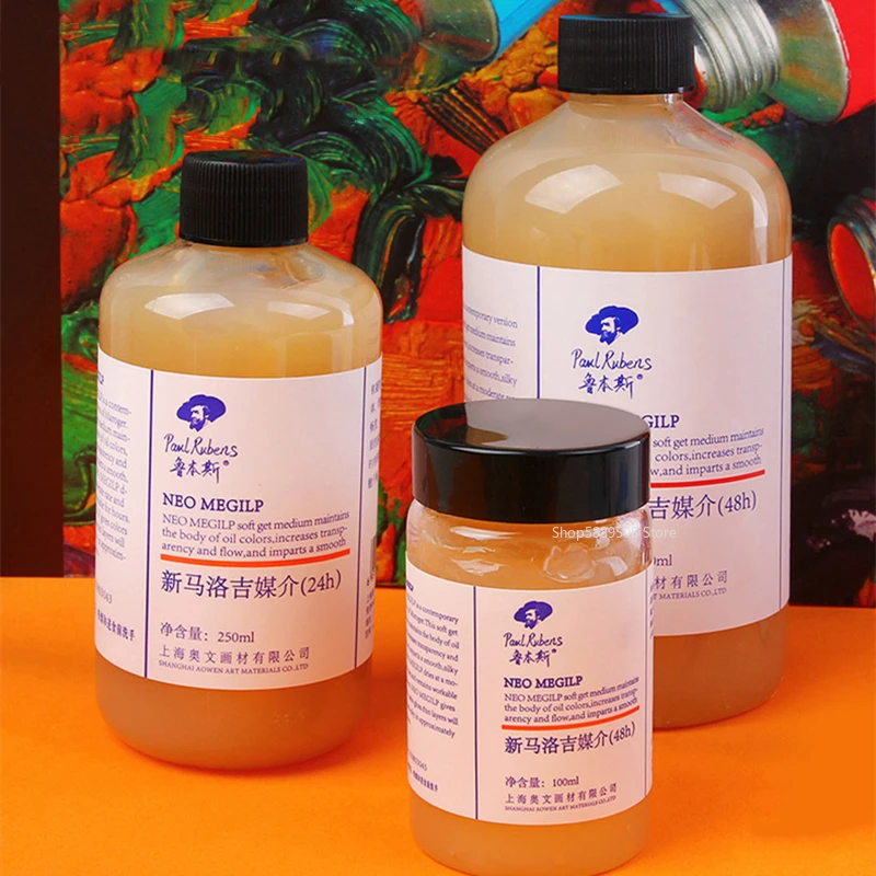 폴 루벤스 NEO MEGILP 오일 페인팅 알키드 수지 매개체 건조기, 오일 페인팅 미디어 오버코트, 솔벤트 글레이징 토닝 오일, 500ml