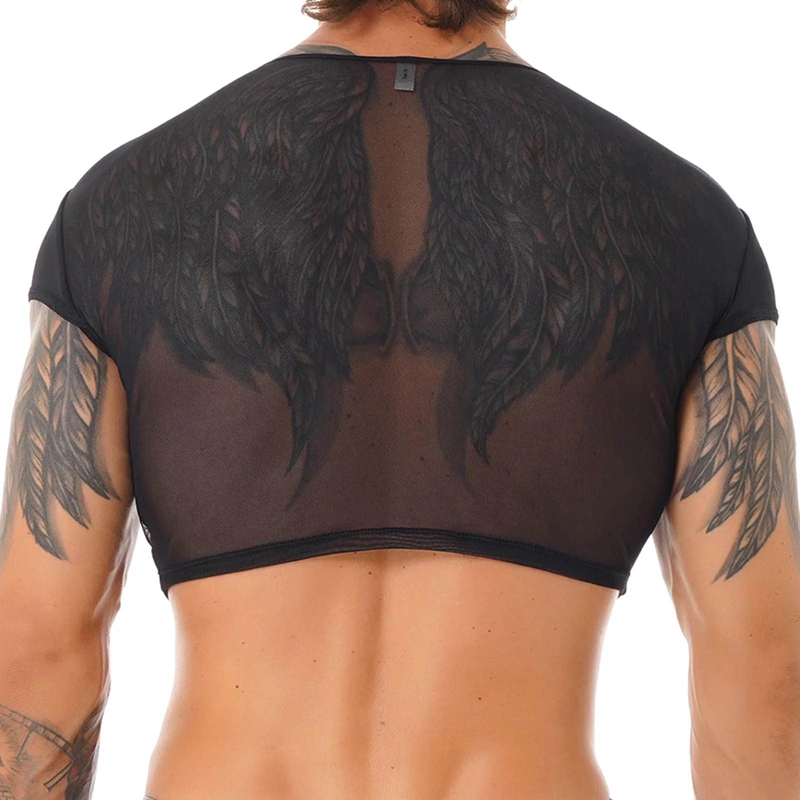 Mens See-through Mesh Sport Tops Short Sleeve Slim Fit Running Vests T-shirt Hollow Out Crop Top Man Club Raves Danc