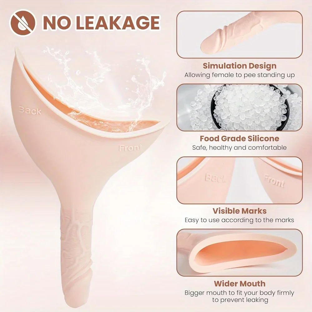 Female Urination Device Reusable Silicone Female Urinal Women Pee Funnel Women to Pee Standing Up for Travel and Outdoor