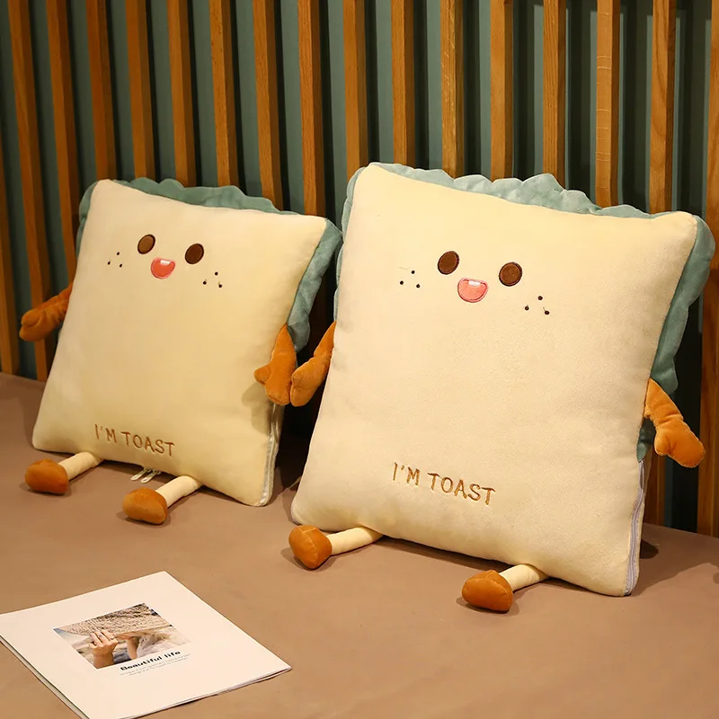 Cartoon Bread Folding Pillow Quilt Dual-use Two-in-one Baby Adult Nap Blanket Air Conditioning Quilt Summer Creative Baby Gifts