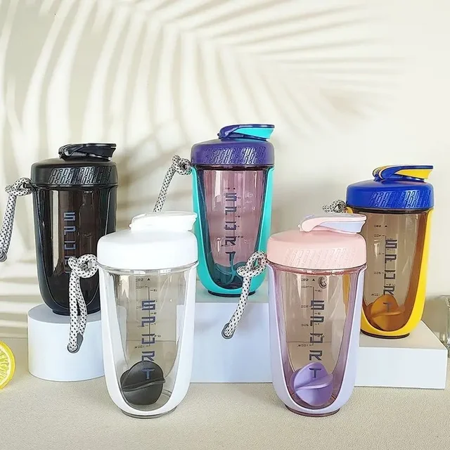 600ML Shaker Bottle with Plastic Whisk Ball BPA Free Plastic Protein Shakes Leakproof for Powder Workout Gym Sport 5