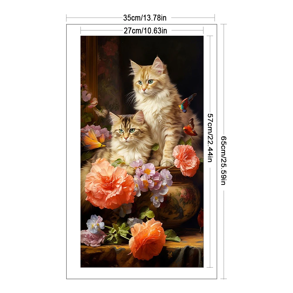 Full Embroidery Eco-cotton Thread 11CT Printed Cat Cross Stitch Kit 35x65cm