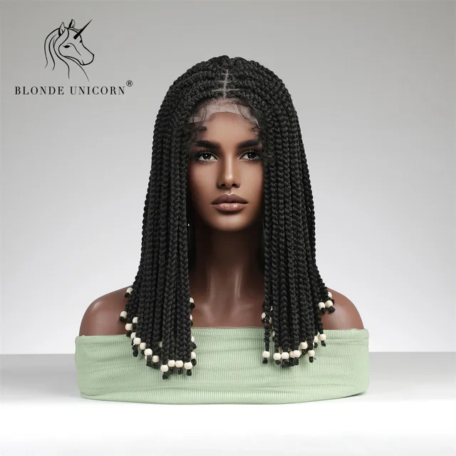 Blonde Unicorn Lace Hand Braid Wig for Black Women Black Braids Cornrow Synthetic Lace Front Wig