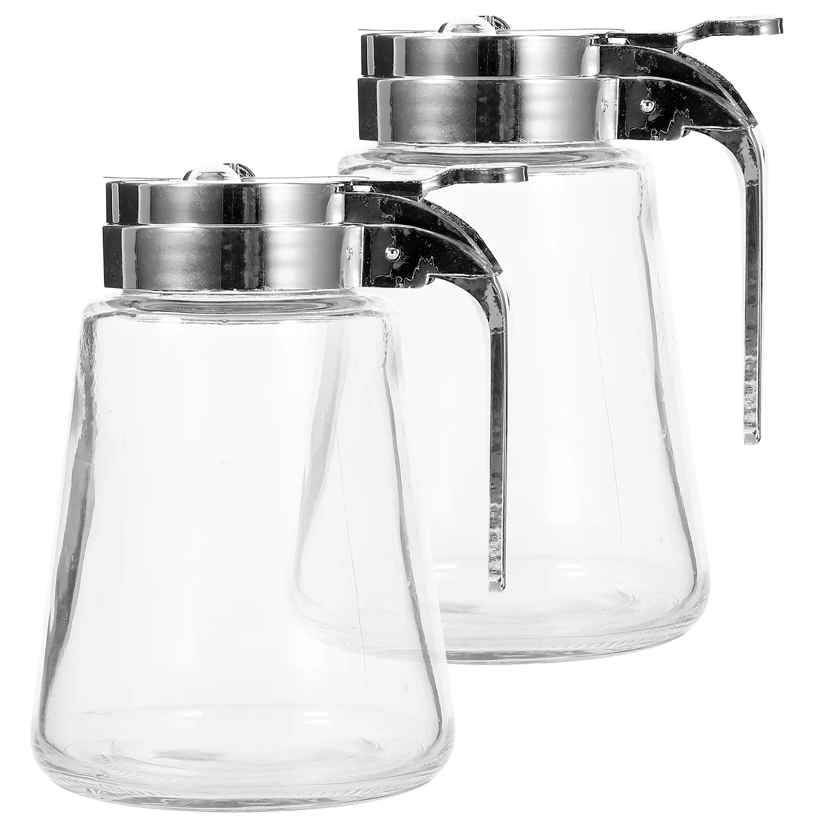

2 Pcs Castor Coffee Creamer Glass Honey Dispenser Stainless Steel Pancake Syrup