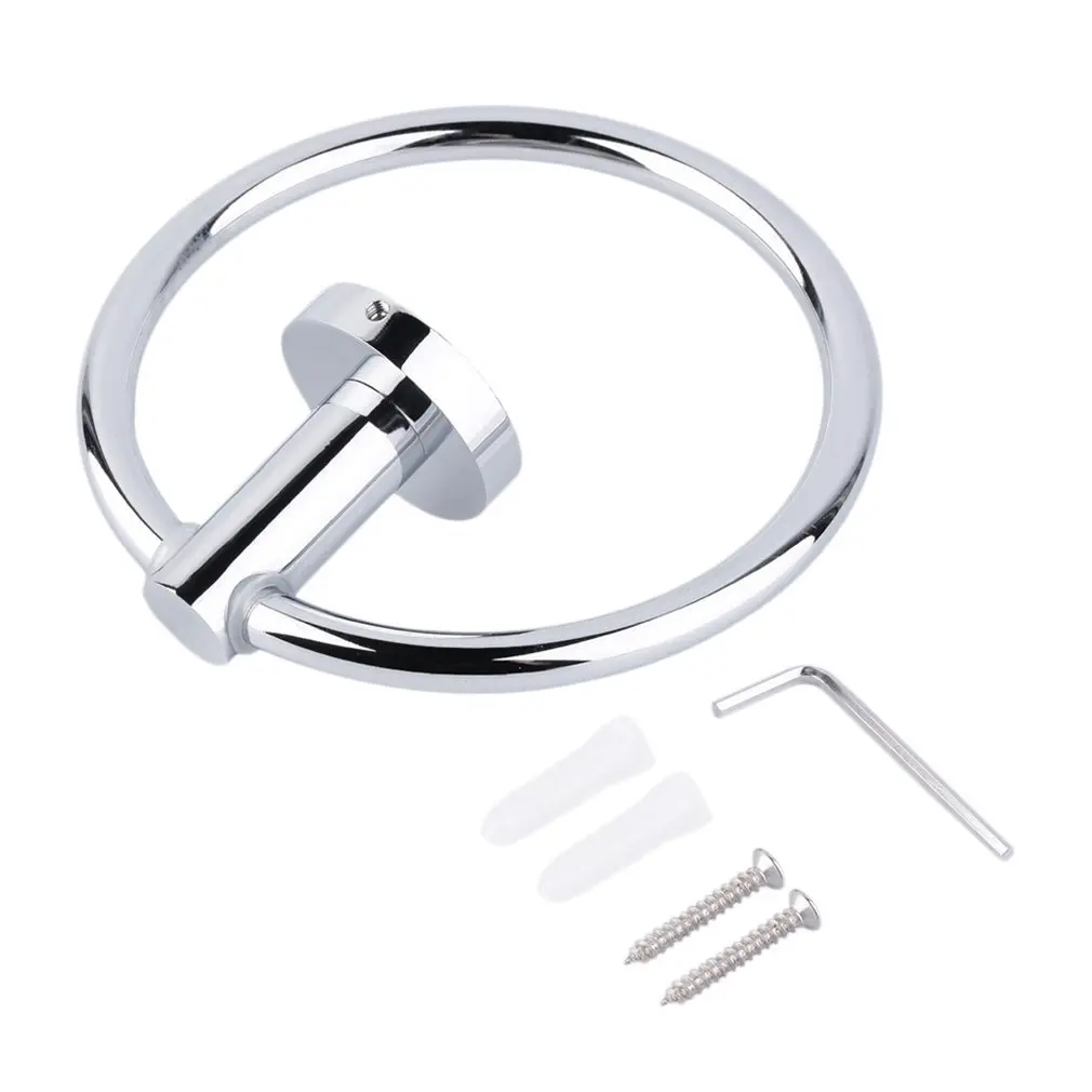Stainless Steel Round Style Wall-Mounted Towel Ring Convenient Towel Holder Hanger Hanging Bathroom Storage Holder