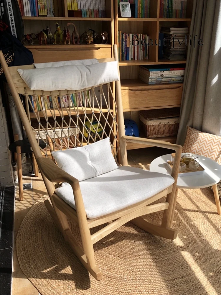

Nordic Antique Rocking Chair Home Living Room Single Sofa