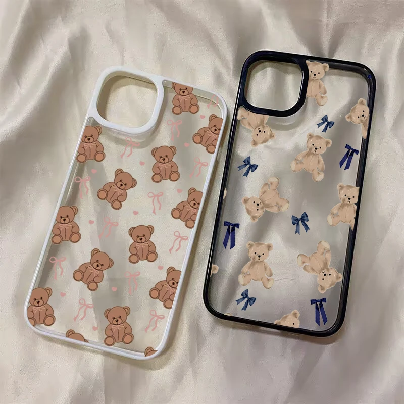 Charming Teddy Bear Bowknot Phone Case - Adorable Design with Enhanced Protection