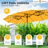 15 ft Extra Large Patio Umbrella with Solar Lights, Rectangular Outdoor Umbrella with Base Included, Market Umb 4