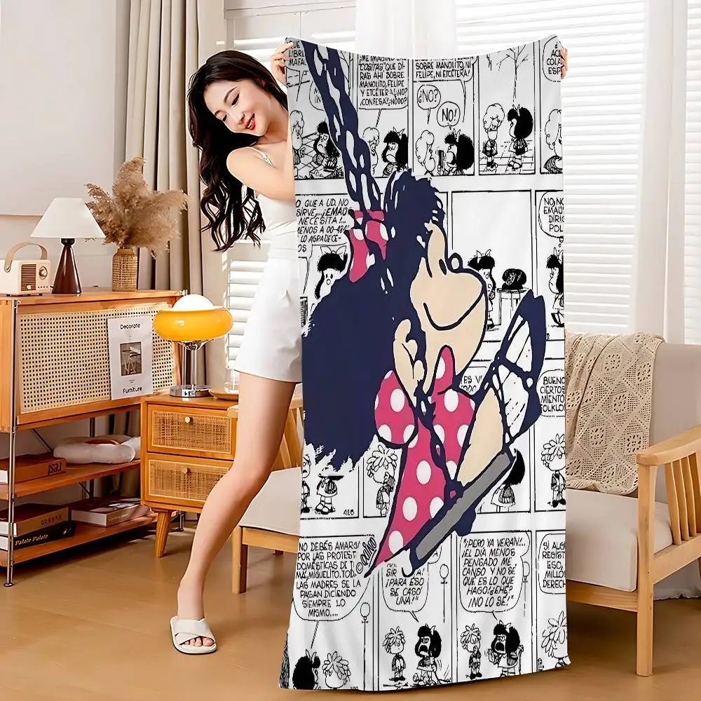 Cartoon Mafalda Microfiber Printed Beach Towel Mountain Climbing Yoga Beach Swimming Running Absorbent Soft Towel