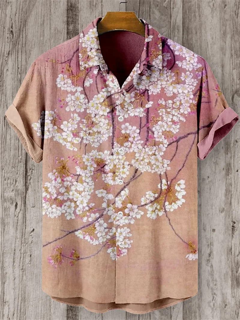 Men's casual fashion outdoor seaside men's top shirt V-neck linen blend shirt new plus size