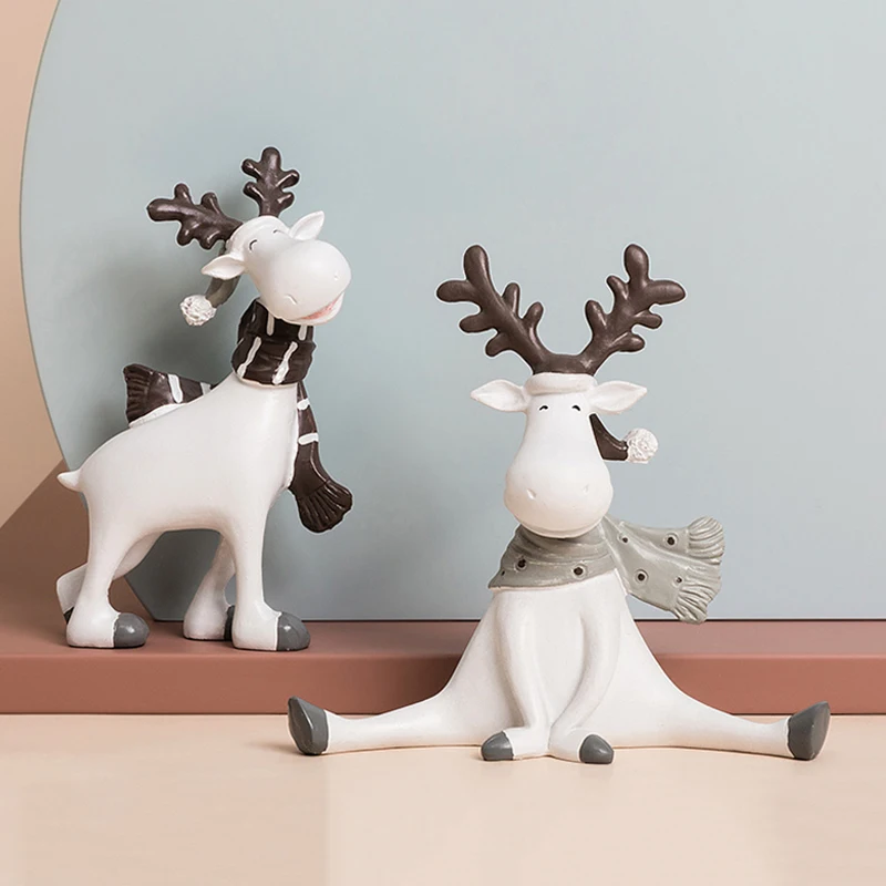

Exquisite Home Deer Decorations Creative White Deer Figurines New Year Office Living Room Decorations Easter Room Desk Ornament