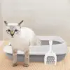 Large Top Entry Cat Litter Box Semi Enclosed Sand Pan Spacious Kitten Basin Open Design Easy Pet Toilet For Animals 3