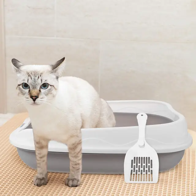 Large Top Entry Cat Litter Box Semi Enclosed Sand Pan Spacious Kitten Basin Open Design Easy Pet Toilet For Animals 3