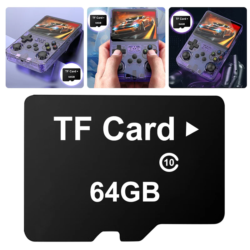 Carte mémoire 64G intégrée, plus de 15 000 jeux, prise en charge de 10 + émulateurs, carte mémoire de jeu pour Console de jeu portable R36S