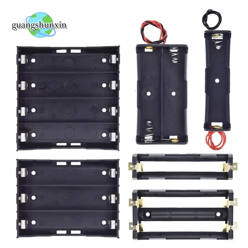 Battery Holder Box Plastic Standard Size AA/18650 Battery Holder Box Case Black With Wire Lead 3.7V/1.5V Clip