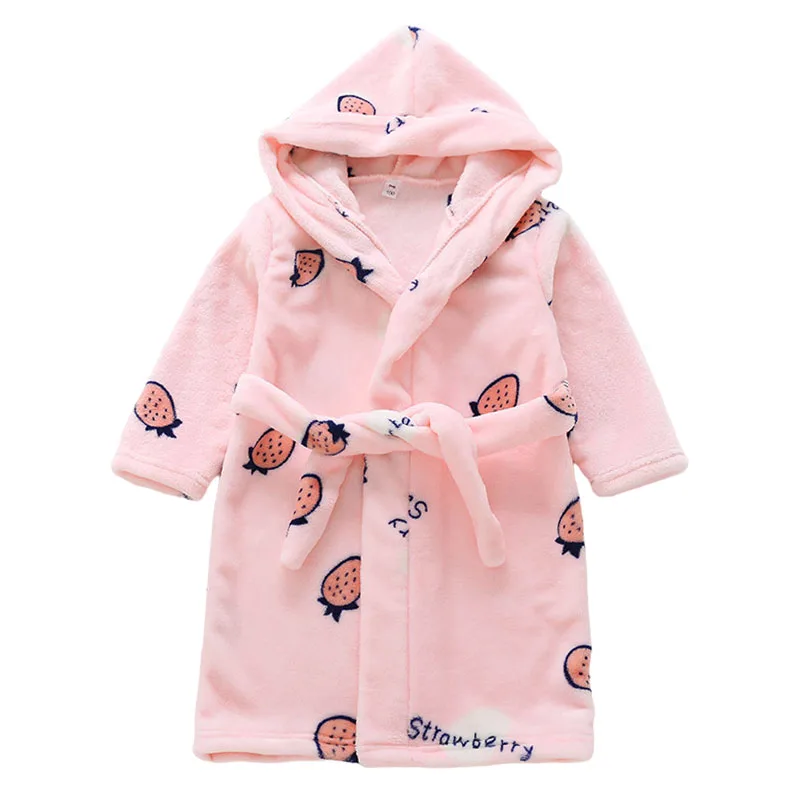 Kids Pajamas Set Cartoon Hooded Bathrobe Sleepwear for Boys Girls Autumn Winter
