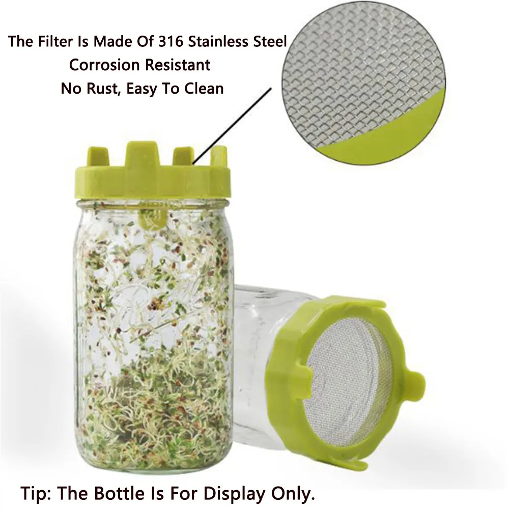 Stainless Steel Screen Mesh Sprout Lid Seed Germinator Cover 86mm Wide Mouth For Mason Sprout Jars Bean Sprouts Germination Kit