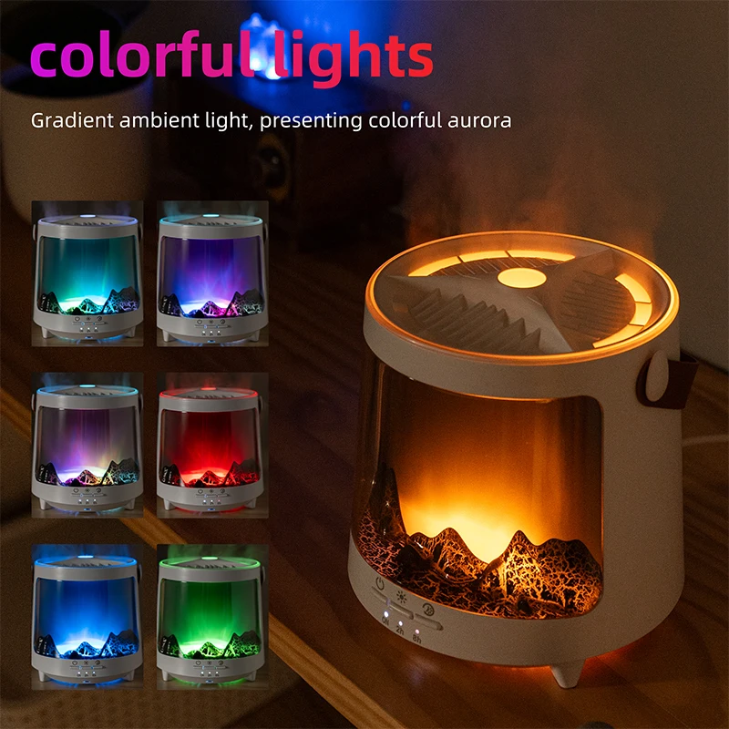 Realistic Flame Aroma Diffuser Colorful Aurora Humidifier 4