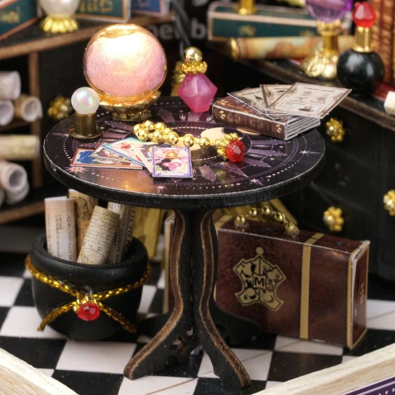 DIY Wooden Dollhouse Moon Magic Room Mini Roombox Miniature Doll Houses Building Kits with Furniture LED Light for Birthday Gift 5