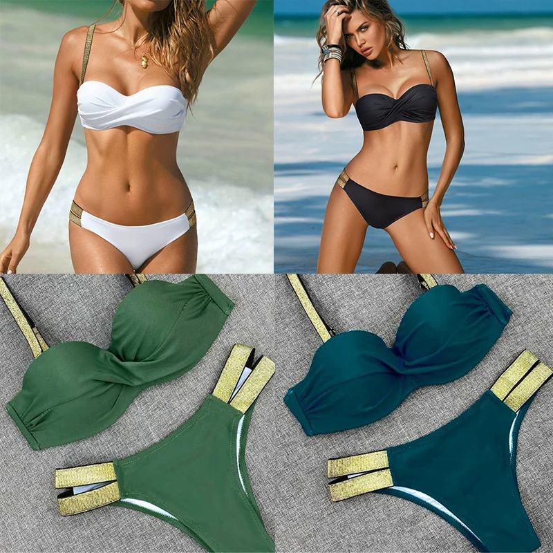 

Bikinis Swimwear Bathing Female Women Gather Bandeau Beach wear