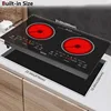 Burners Electric Cooktop Built-in & Countertop Stove Two Burner Ceramic Cooktop with Child Safety Lock Timer Touch SensorControl 6