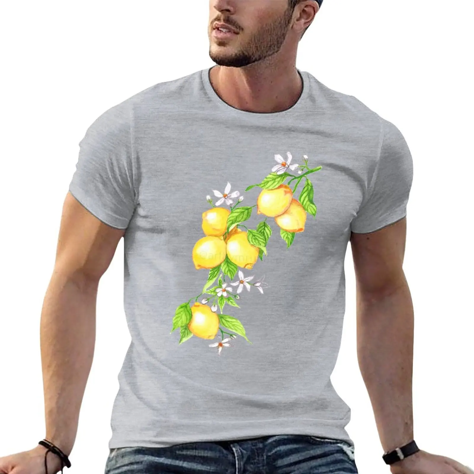 

Lemon branch. T-Shirt sweat shirt summer top quick-drying plain black t shirts men