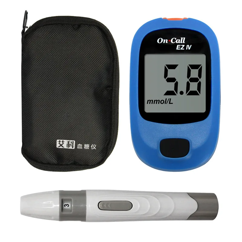 On Call EZ IV Blood Glucose Meter Test Strips Lancets Needles Sugar Tester Monitor Medical Device for Diabetes Measuring