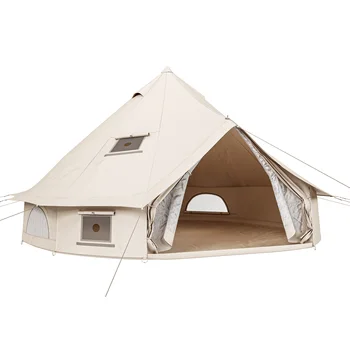 Cotton Canvas Bell Tent Glamping British Yurt Camping Tent Single Door 6