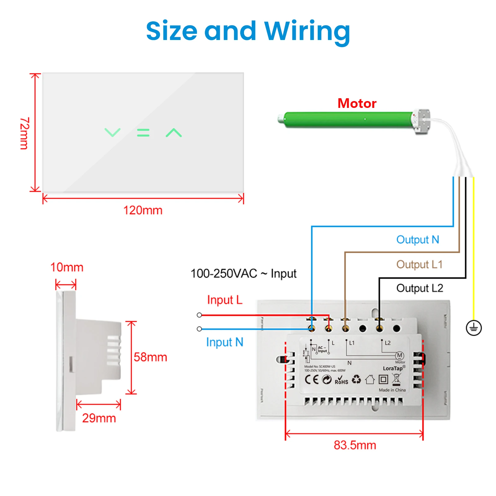 LoraTap US Curtain Blinds Roller Shutter Switch Backlight Tuya Smart Life App Timer Remote Control Voice by Google Home Alexa images - 6