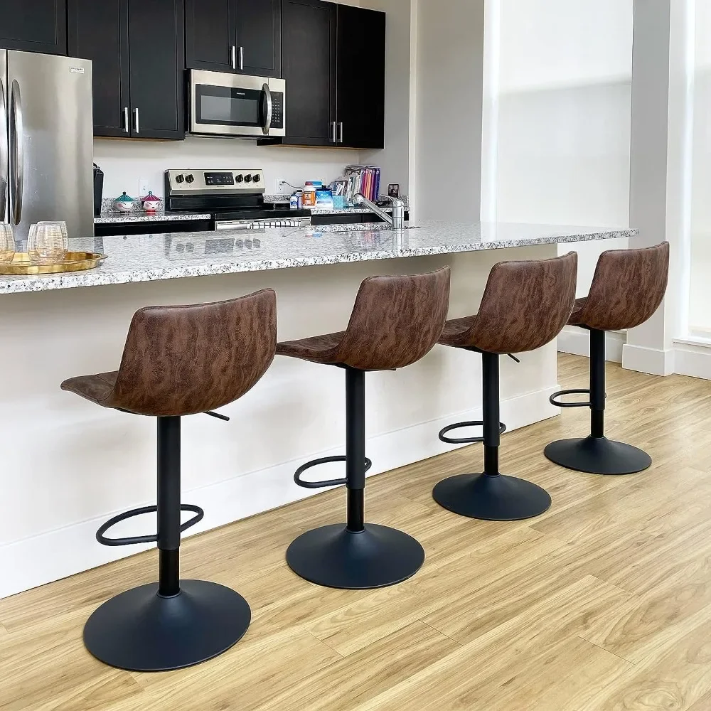 

Adjustable Height Bar Chairs, Modern Pub Kitchen Counter Height, Bar Stools Set of 2-360° Swivel Barstool Chairs with Back