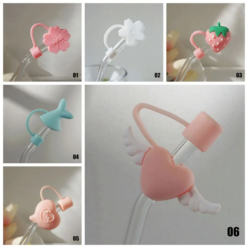Durable Reusable Silicone Glass for Straws Bottle Accessories Straws Decorative Cap Straw Plug Anti-Dust Cap
