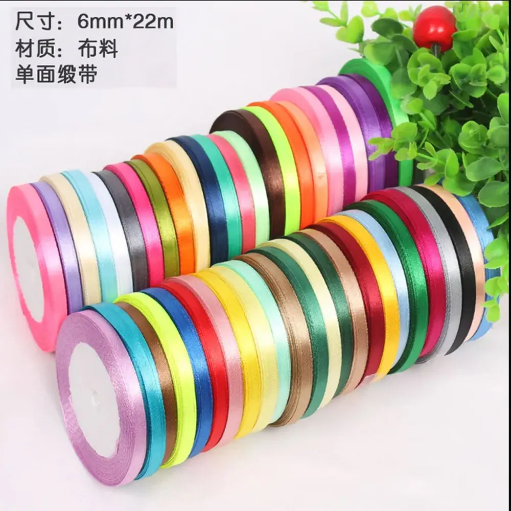 Satin Ribbons 22 Meters (25 Yards) 1/4" (6mm) Party Home Wedding Decoration Gift Wrapping DIY Material