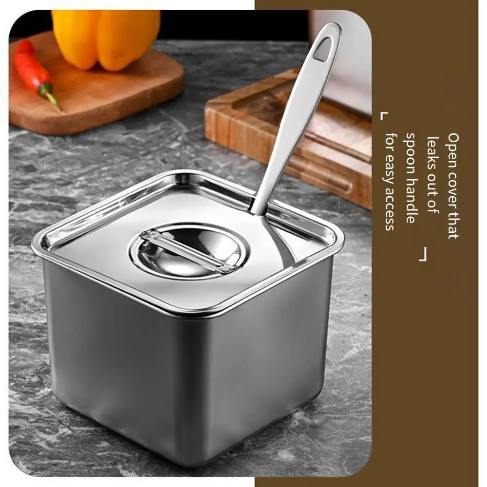 Rust Resistant Frozen Yogurt Container Large Capacity Reusable Stainless Steel Condiment Jar Dustproof 4Size