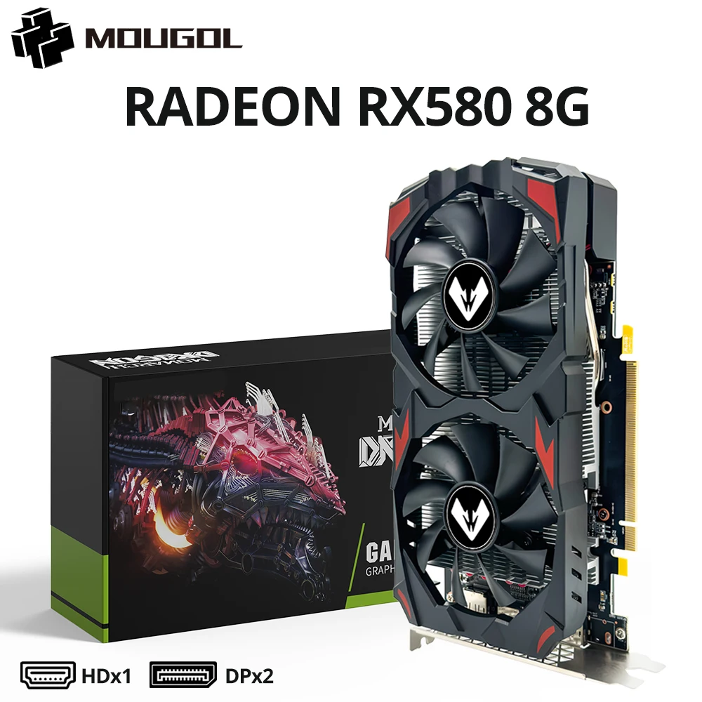 グラフィックボード・グラボ・ビデオカード MOUGOL Radeon RX580 GDDR5 8GB Amazon | MOUGOL AMD Radeon RX580 8G 2048SP GDDR5 256ビット