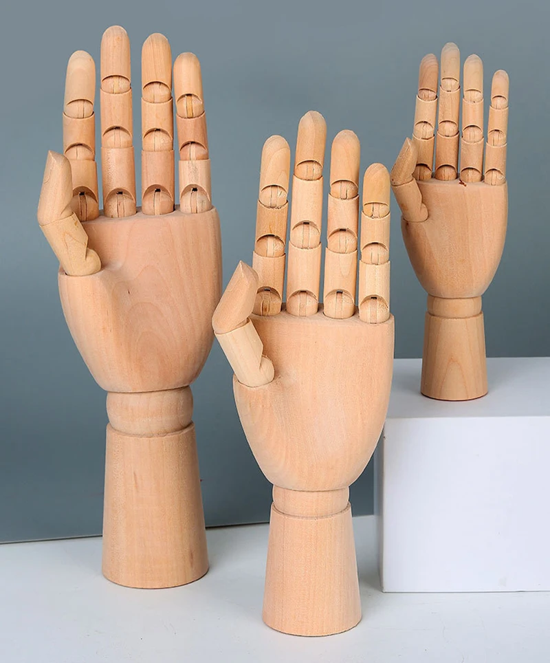 Wooden Hand Man Wood Drawing Mannequin Rotatable Modle Artist Movable Limbs Human Male Miniatures Figurines Decoration Crafts