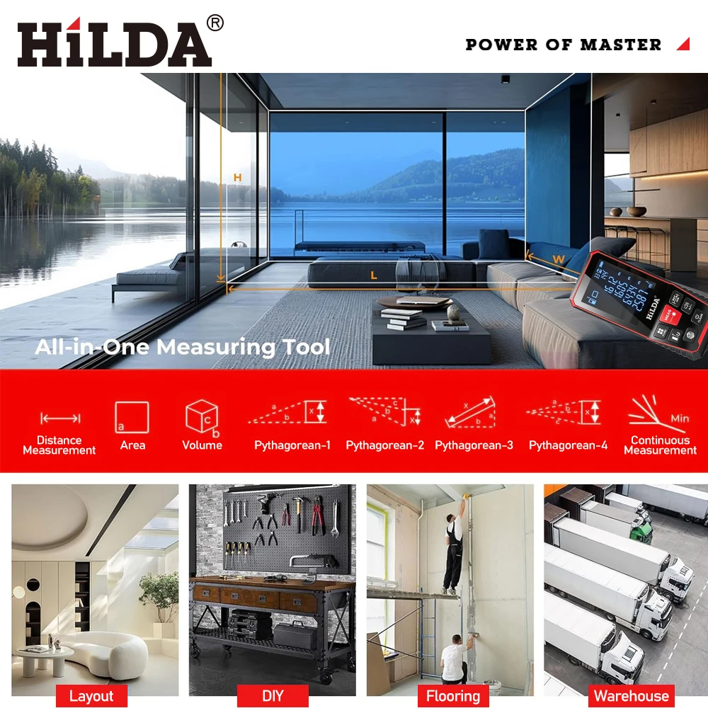 HILDA Professional Laser Distance Rangefinder Tool - Precision Measurement Ruler