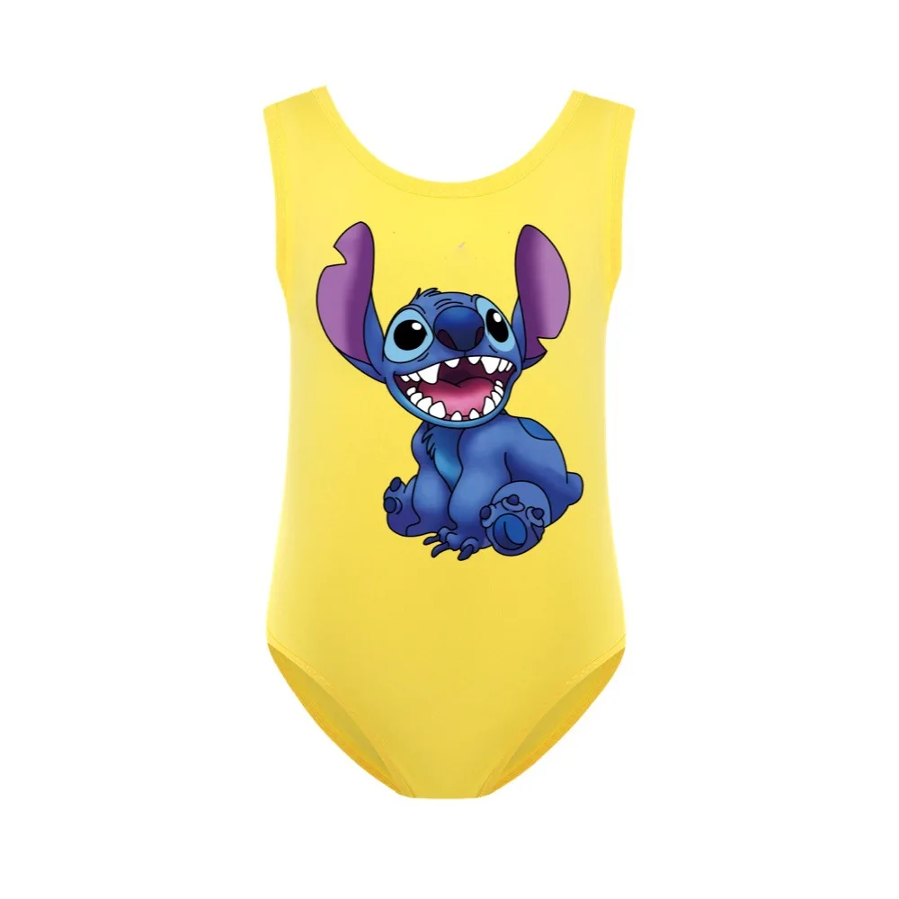 Kids Girls Swimwear Cartoon Stitch Baby Swimsuit Swimming Children Movement Outfit Toddler Clothes Pajama Top One Piece Bodysuit