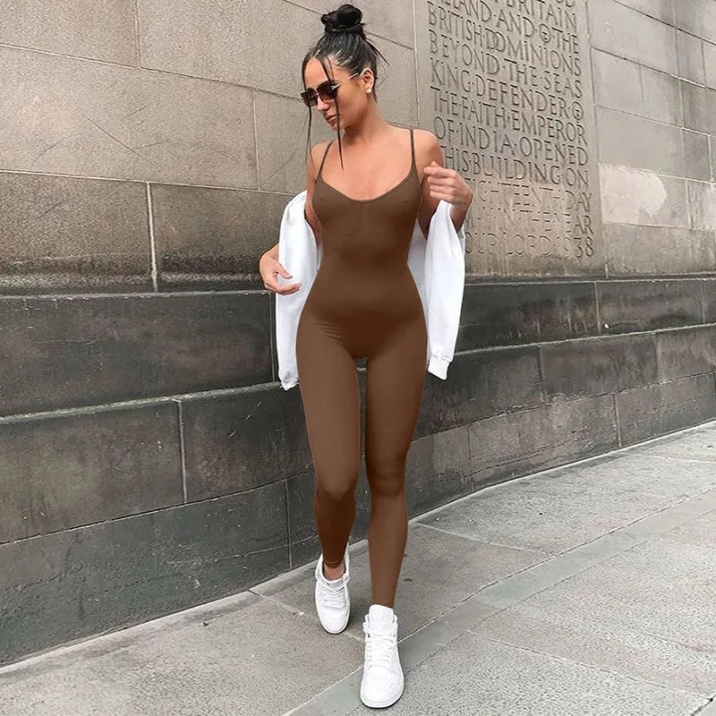 Summer Black Jumpsuits Womens New Sleeveless Backless Bodycon Sexy Strap Rompers Casual Party Skinny Outifts Fashion Streetwear