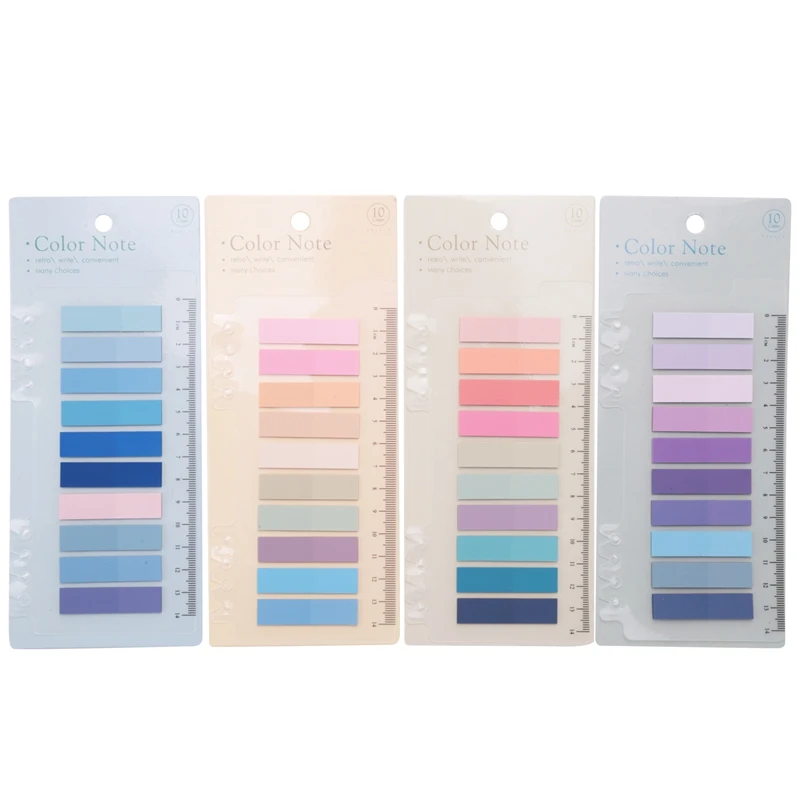 

800 Pcs Sticky Index Tabs, 4 Sheets Morandi Strip Index Tabs, Writable Page Sticky Notes With Ruler For Page Marking