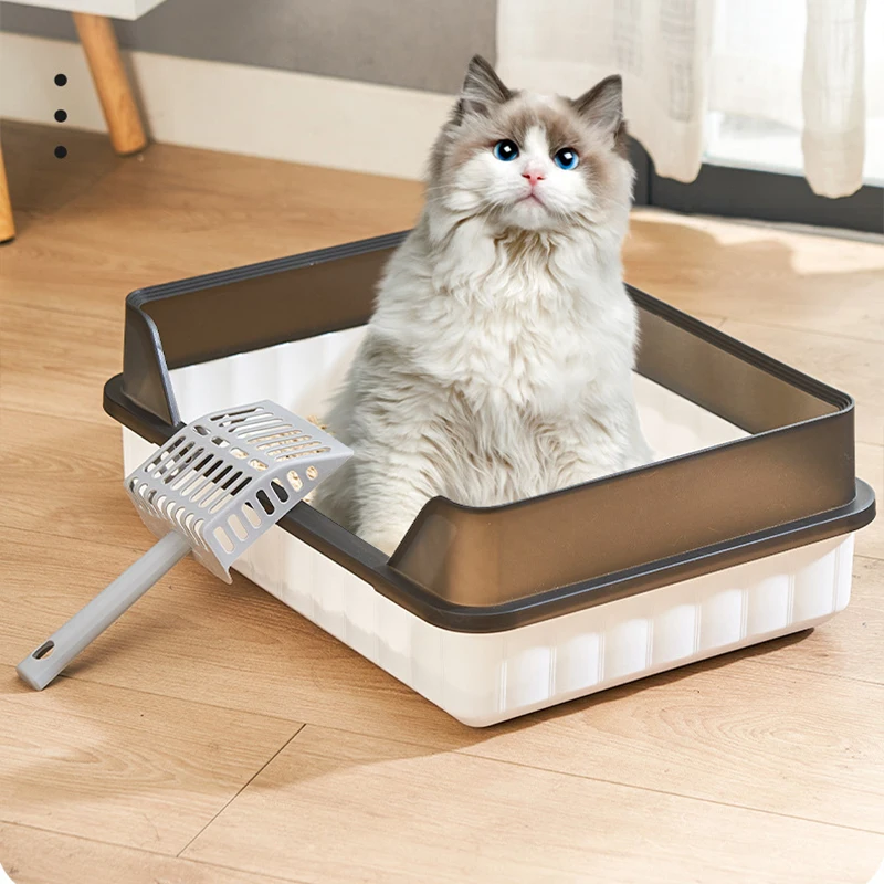 Semi-Enclosed Top Entry Splash-Proof Cat Litter Box Cat Litter Box Big Space Toilet Prevent Splash Tray Litter Cat Bedpans