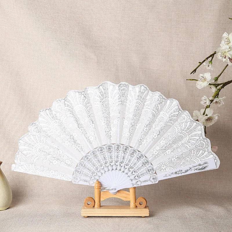 Abanico-plegable-blanco-de-pl-stico-para-boda-fiesta-de-Cosplay-abanico