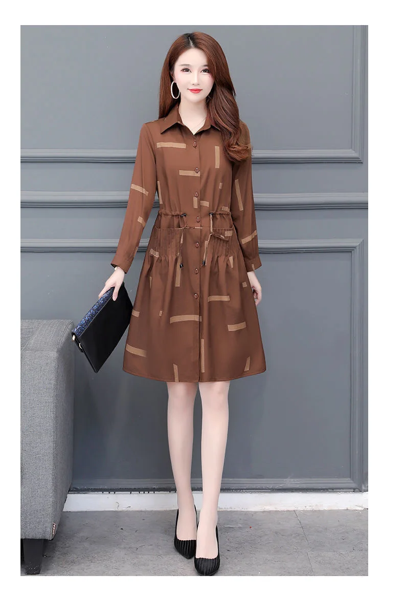 Plus Size Printing Trench Coat Womens Long  Autumn Winter New Windbreaker Jacket Women Fashion All-match Casual Overcoat