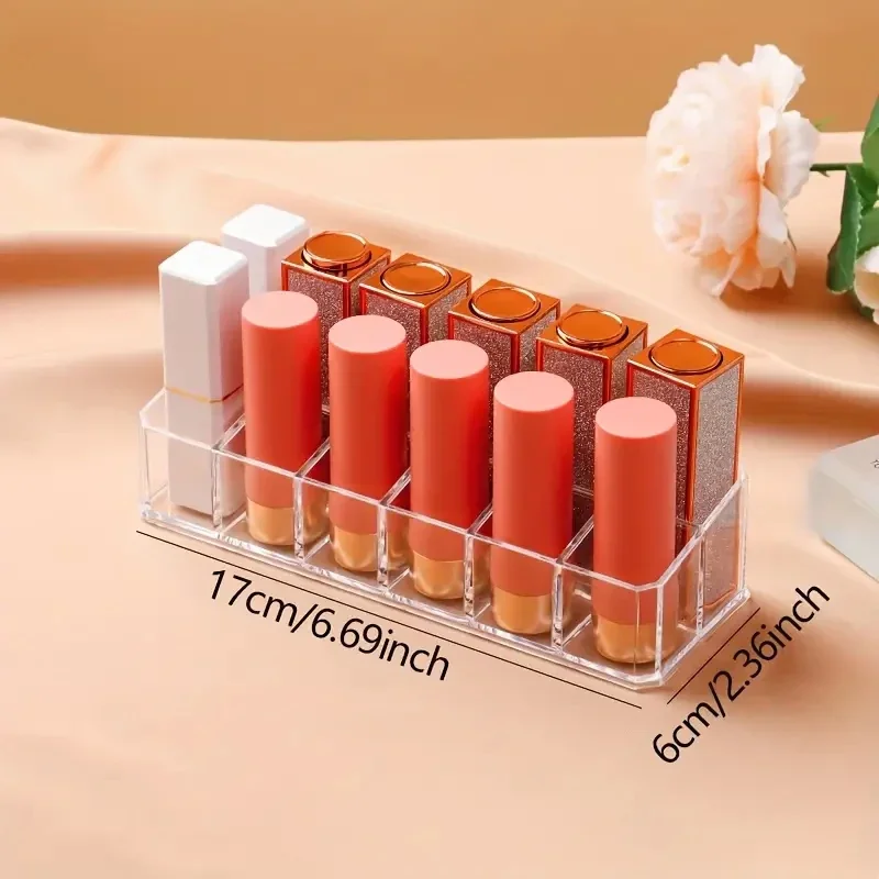 12 Grids Makeup Organizer Box Transparent Lipstick Makeup Brush Storage Holder Home Bathroom Desk Storage Boxes Accessories 6