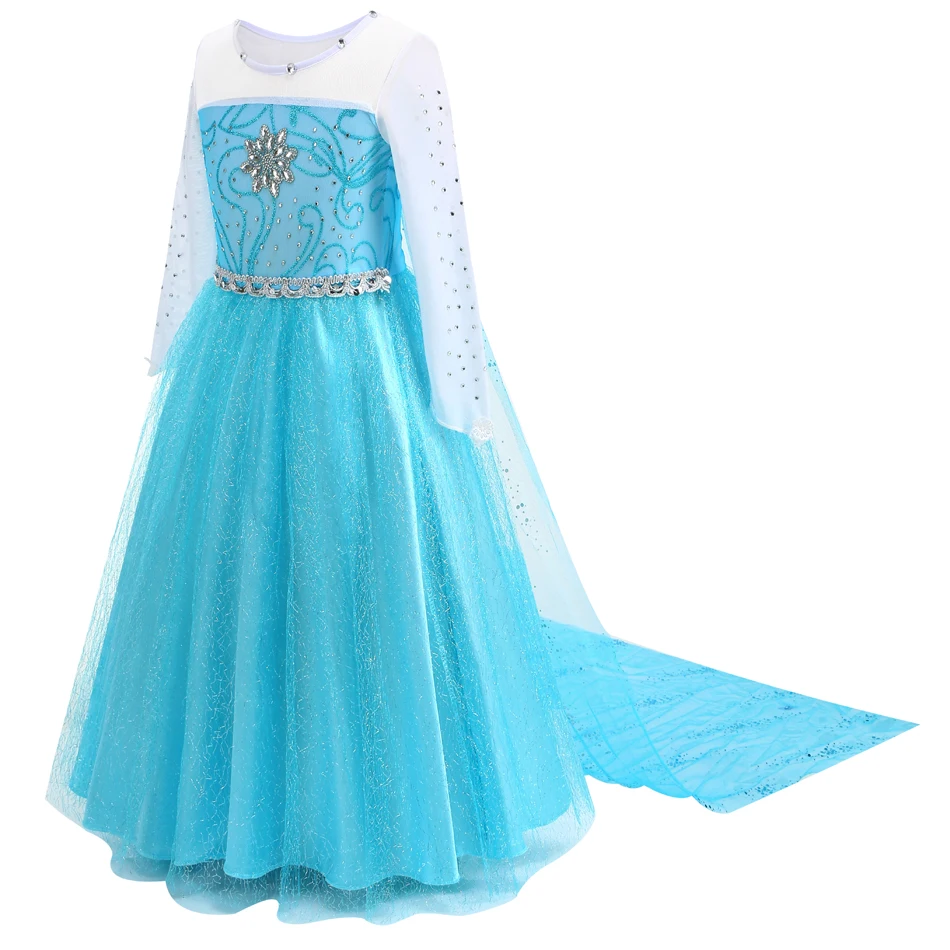 Elsa Kostüm Mädchen Fancy Geburtstag Party Kleid Prinzessin Kleid Karneval Kinder Kleidung Anna Kleid Mädchen – Detail 4